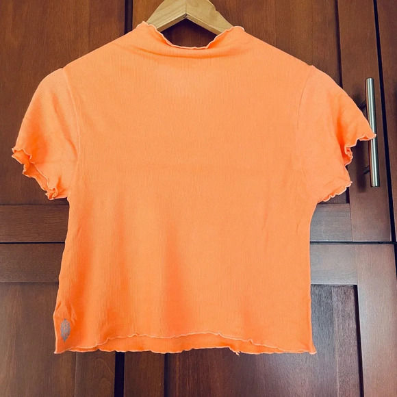 Free People Movement Madeline Crop Tee Shirt Orange Size Medium/Large FLAW - Picture 6 of 8